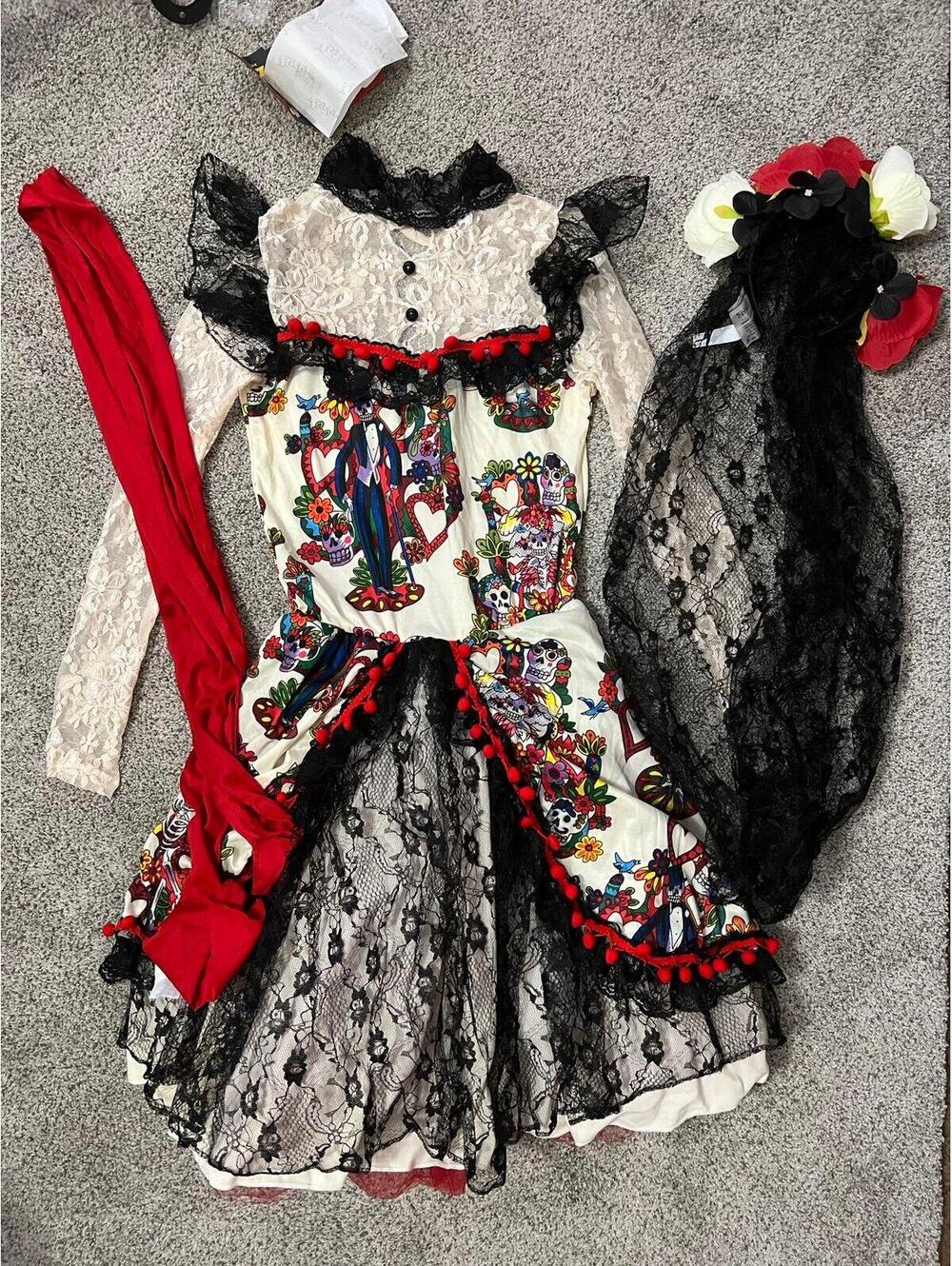 NEW Spirit Halloween Sugar Skull Day of the Dead Dress Costume Small